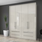 Dulap din pal si MDF, cu 4 usi si 4 sertare, Piano Stripes P44A/PN Bej, l187xA60xH226 cm