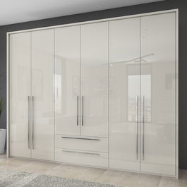 Dulap din pal si MDF, cu 6 usi si 2 sertare, Piano Stripes P62A/PN Bej, l277xA60xH226 cm