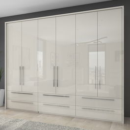 Dulap din pal si MDF, cu 6 usi si 6 sertare, Piano Stripes P66A/PN Bej, l277xA60xH226 cm