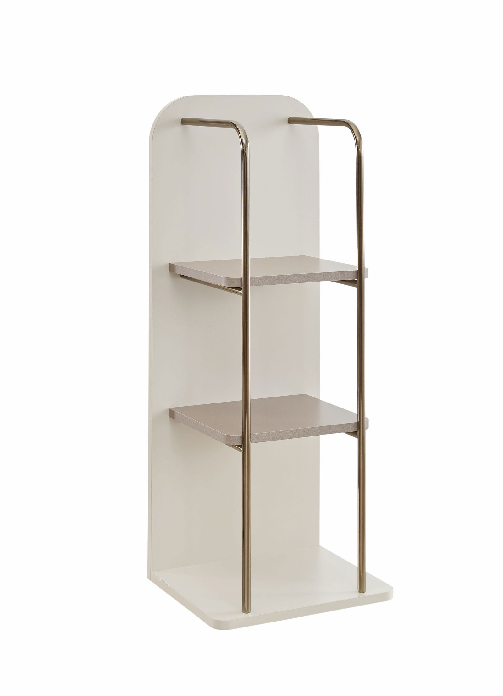 Etajera suspendata din pal si metal, Nicole Small Crem / Bronz, l40xA33,8xH100 cm