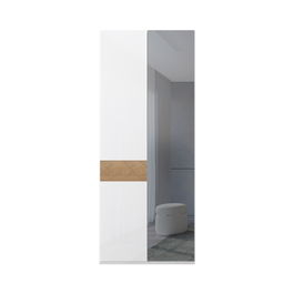 Dulap din pal si MDF, cu 2 usi si oglinda, Avis P2-1OG/AV Alb / Nuc Pacific, l92xA56xH224 cm