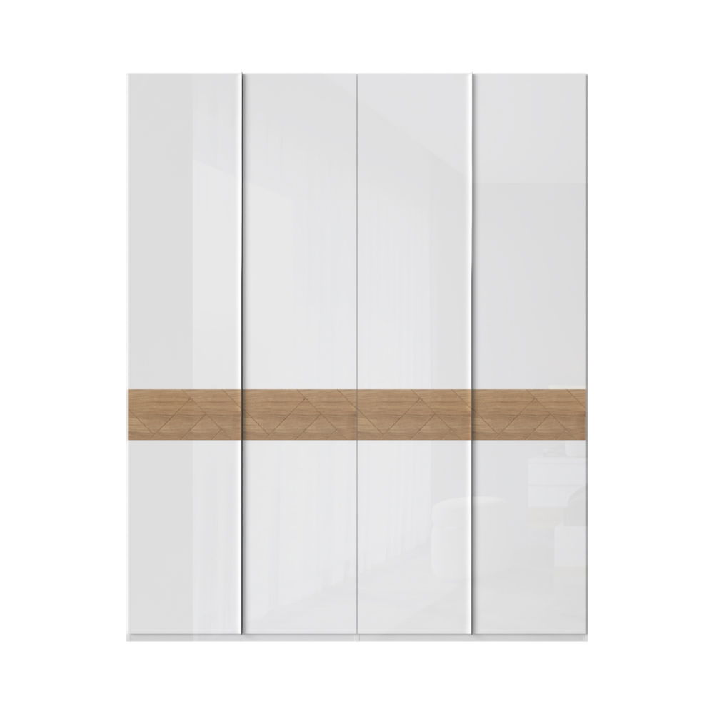 Dulap din pal si MDF, cu 4 usi, Avis P4/AV Alb / Nuc Pacific, l182xA56xH224 cm