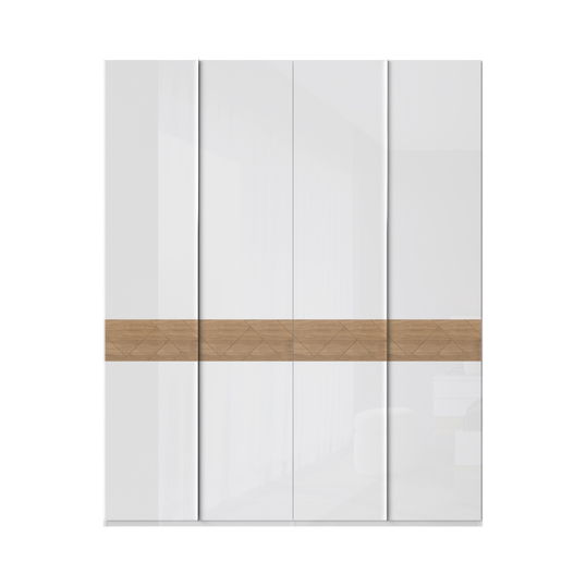 Dulap din pal si MDF, cu 4 usi, Avis P4/AV Alb / Nuc Pacific, l182xA56xH224 cm