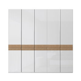 Dulap din pal si MDF, cu 5 usi, Avis P5/AV Alb / Nuc Pacific, l227xA56xH224 cm
