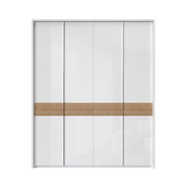 Dulap din pal si MDF, cu 4 usi, Avis Stripes P4A/AV Alb / Nuc Pacific, l187xA60xH227 cm