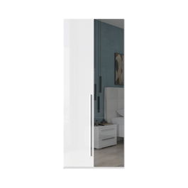 Dulap din pal si MDF, cu 2 usi si oglinda, Piano P2-1OG/PN Alb, l92xA56xH224 cm