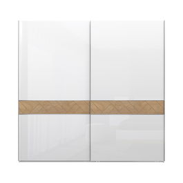 Dulap din pal si MDF, cu 2 usi glisante, Avis PK231/AV Medium Alb / Nuc Pacific, l230xA61xH224 cm