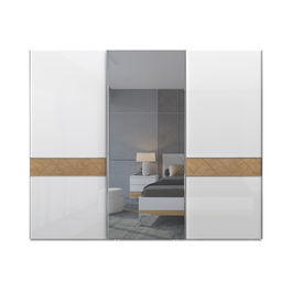 Dulap din pal si MDF, cu 3 usi glisante si oglinda, Avis PK281-OG/AV Large Alb / Nuc Pacific, l272xA61xH224 cm