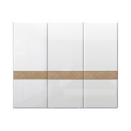 Dulap din pal si MDF, cu 3 usi glisante, Avis PK281/AV Large Alb / Nuc Pacific, l272xA61xH224 cm