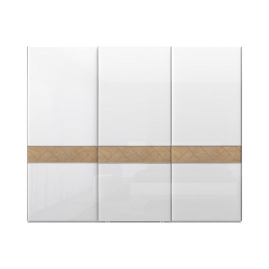 Dulap din pal si MDF, cu 3 usi glisante, Avis PK281/AV Large Alb / Nuc Pacific, l272xA61xH224 cm