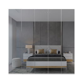 Dulap din pal si MDF, cu 5 usi si oglinda, Avis P5-5OG/AV Mirror Alb, l227xA56xH224 cm