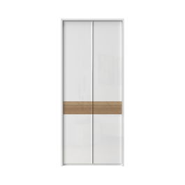 Dulap din pal si MDF, cu 2 usi, Avis Stripes P2A/AV Alb / Nuc Pacific, l97xA60xH227 cm