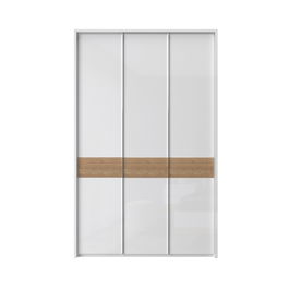 Dulap din pal si MDF, cu 3 usi, Avis Stripes P3A/AV Alb / Nuc Pacific, l142xA60xH227 cm