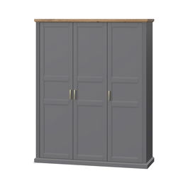 Dulap din pal si MDF, cu 3 usi, Tara Small P3/TA Grafit / Nuc Pacific, l181xA59xH227 cm