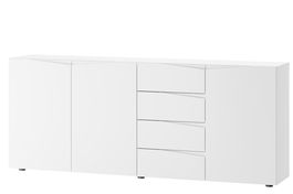 Comoda din pal si MDF, cu 4 sertare si 3 usi, Lucca 03 Large Alb, l200xA38xH83 cm