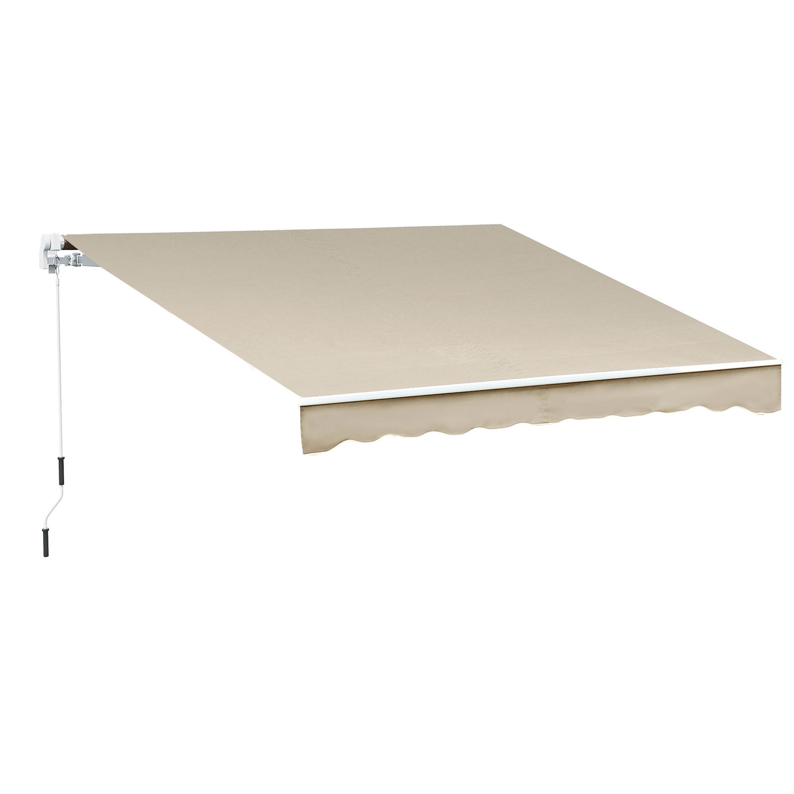 Outsunny Perdea de Soare Copertina retractabila Manuala de Perete in Poliester Impermeabila, Bej, 4x2.5m