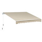 Outsunny Perdea de Soare Copertina retractabila Manuala de Perete in Poliester Impermeabila, Bej, 4x2.5m