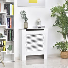 Homcom Masca Calorifer in Lemn cu Grilaj Alb, 78x82x19cm