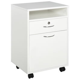 HomCom comoda din lemn, cu sertar, 40x35x60 cm, alb | Aosom Ro