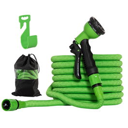 Outsunny Furtun de Gradina Extensibil de 15M/50FT, Furtun pentru Irigatie cu Pistol Pulverizator cu 8 Functii, Verde