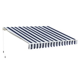 Outsunny Copertina de Soare pentru Exterior Reglare cu Manivela, din Aluminiu si Poliester, 295x250cm, Albastru si Alb