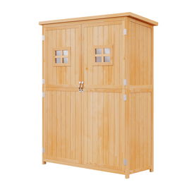 Outsunny Casuta pentru gradina din lemn de brad, magazie pentru unelte cu rafturi 127.5x50x164 | AOSOM RO