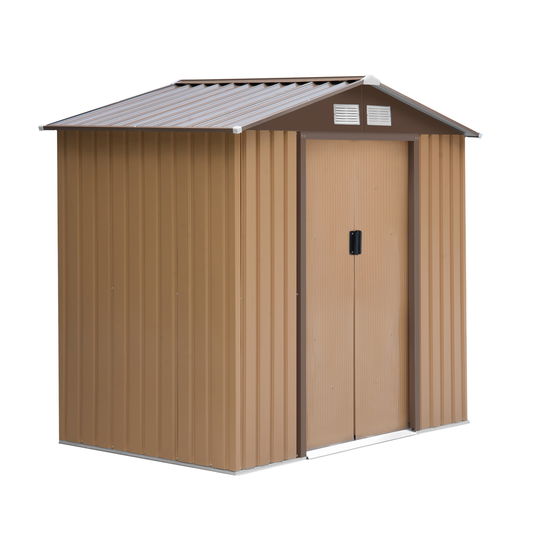 Outsunny Casuta pentru Gradina, sopron pentru Unelte, magazie din Lamiera de Otel, 213x127x185cm