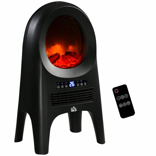 HOMCOM Incalzitor cu ventilator cu 3 moduri de incalzire cu temperatura reglabila, aparat de incalzire din ABS, 33,7x25,5x60,4 cm, negru | AOSOM RO