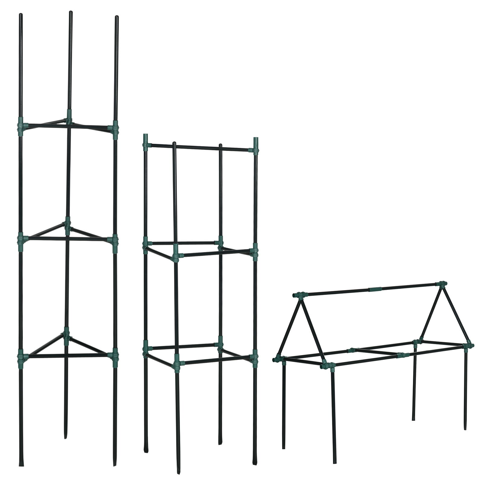 Outsunny Suport de tomate cu 3 niveluri din otel si PP pentru plante cataratoare, fructe si legume, 38x38x182 cm, verde | AOSOM RO