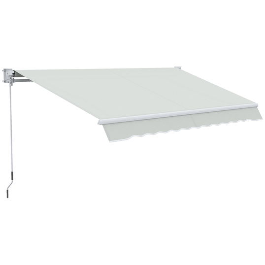 Outsunny Copertina pentru soare cu brate si actionare manuala, din aluminiu si poliester pentru exterior, 200x295 cm, alb crem | AOSOM RO