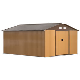 Outsunny magazie de unelte, casuta din otel galvanizat, sopron de gradina 3.4x3.86x2m | AOSOM RO