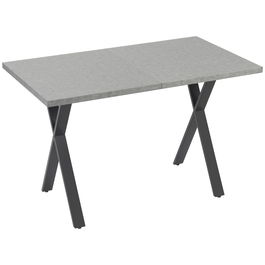 HOMCOM Masa pentru 4 persoane, masa pentru camera de zi efect piatra cu picioare in X din otel, 120x70x76cm | AOSOM RO