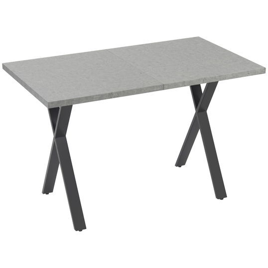 HOMCOM Masa pentru 4 persoane, masa pentru camera de zi efect piatra cu picioare in X din otel, 120x70x76cm | AOSOM RO