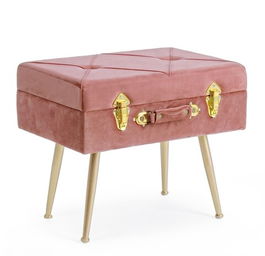 Taburet cu spatiu pentru depozitare Polina, Bizzotto, 50x34x42 cm, roz antic