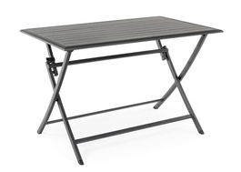 Masa pliabila pentru gradina Elin, Bizzotto, 110 x 70 x 71 cm, aluminiu, gri carbune