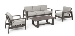 Set mobilier pentru gradina/terasa 4 piese Baltic, Bizzotto, aluminiu/tesatura ofelin, cafeniu