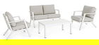 Set mobilier pentru gradina/terasa 4 piese Harley, Bizzotto, aluminiu/tesatura ofelin, alb