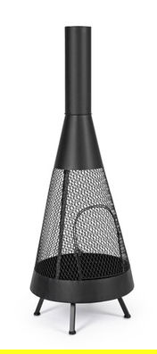 Semineu aer liber Efesto, Bizzotto, Ø50 x 138 cm, otel, negru