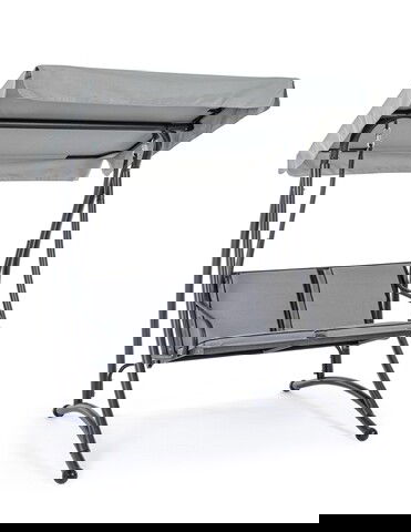 Leagan cu 2 locuri Grely, Bizzotto, 145 x 120 x 185 cm, otel/poliester/textilena 2x1, gri carbune
