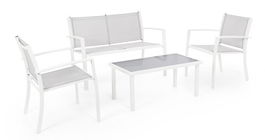 Set mobilier pentru gradina/terasa 4 piese Peder, Bizzotto, otel/textilena 2x1, alb