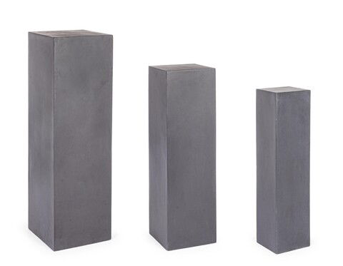 Set ghivece 3 piese Melange Column, Bizzotto, 35 x 35 x 120.5 cm, fibra de lut, gri antracit