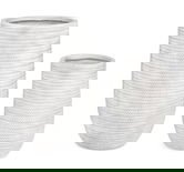 Set ghivece pentru exterior 2 piese Tressage, Bizzotto, Ø47 x 75 cm, fibra de sticla si argila, alb antic