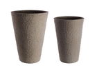 Set 2 ghivece pentru exterior Round High, Bizzotto, Ø50 x 70 cm, fibra de sticla si argila, natural