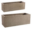 Set 2 jardiniere pentru exterior Rectangular, Bizzotto, 80 x 30 x 30 cm, fibra de sticla si argila, natural