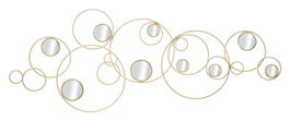 Decoratiune pentru perete, Mauro Ferretti, Light Mirror, 118.5 x 2.5 x 47 cm, fier, auriu