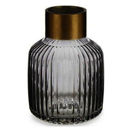 Vaza Stripes, Gift Decor, Ø14.5 x 22 cm, sticla, gri/auriu