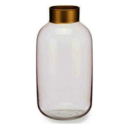 Vaza Smooth, Gift Decor, Ø14.5 x 29.5 cm, sticla, roz/auriu