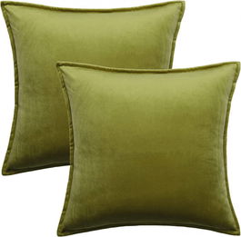 Set de 2 fete de perna TAN. TOMI, catifea, maslin verde, 50 x 50 cm
