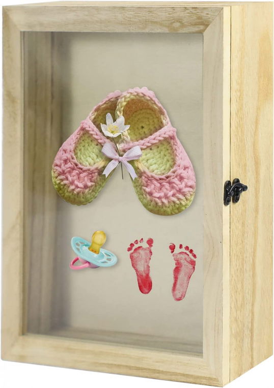 Rama foto cu caseta pentru suveniruri Muzilife, lemn/sticla, natur, 20 x 25 cm
