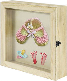 Rama foto cu caseta pentru suveniruri Muzilife, lemn/sticla, natur, 25 x 25 cm